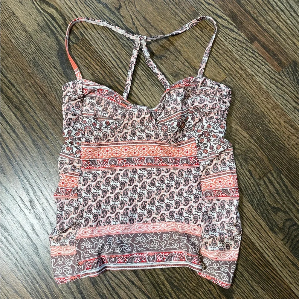 Athleta paisley print swim tankini top size XS